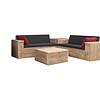 Houten hoekbank.