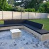 Steigerhouten hoekbank met chaise longue.