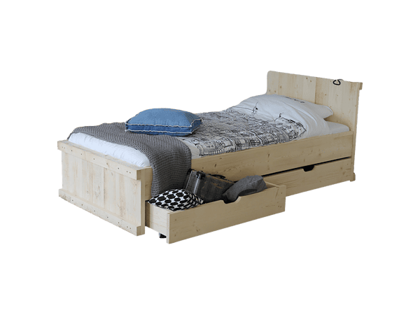 Bed steigerhout met lades.