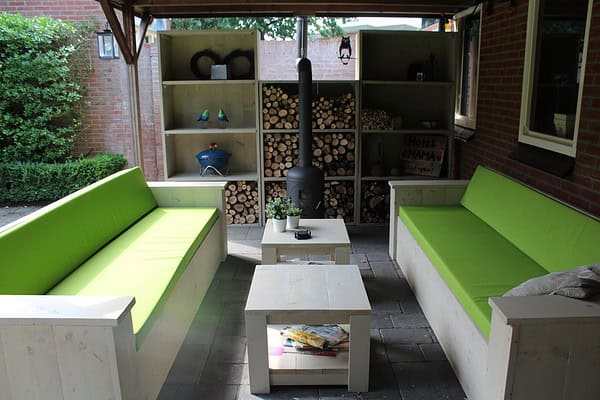 Loungebank hout.