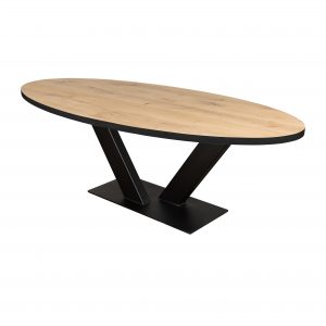 Ovale vergadertafel.