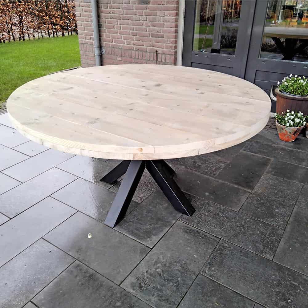 houten tuintafel - Mooie ronde houten tafels voor buiten