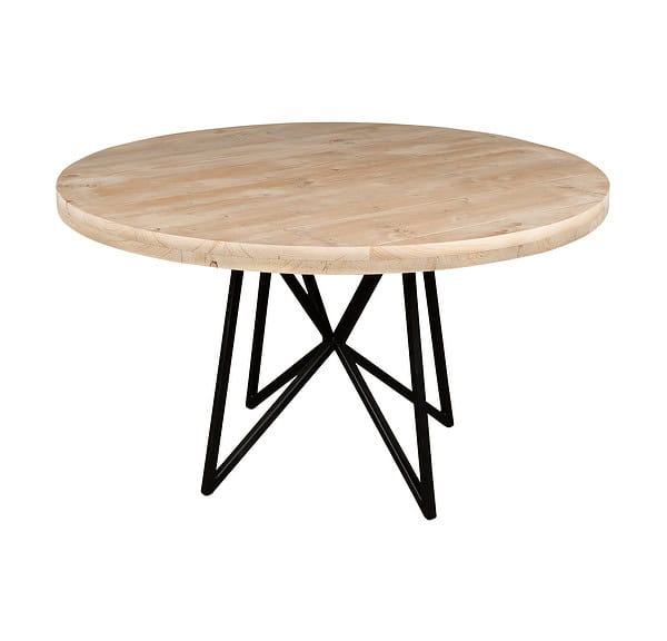 Ronde houten tuintafel.