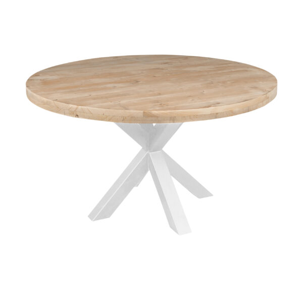 Ronde houten tafel.