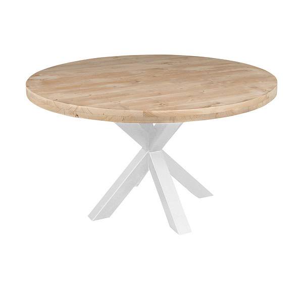 Ronde houten tafel.