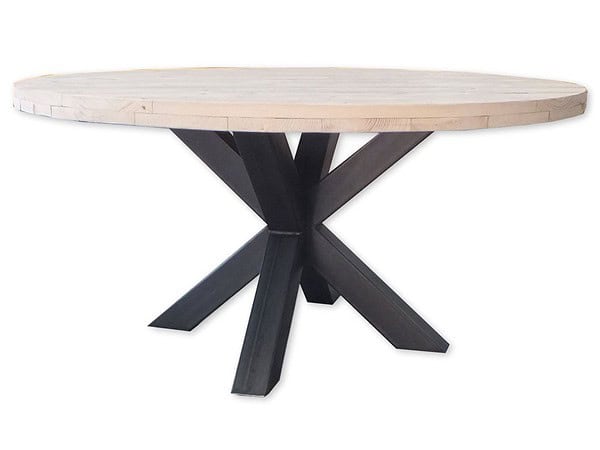 Ronde steigerhouten tafel.