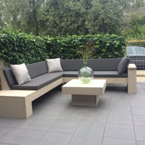 Steigerhouten loungeset.