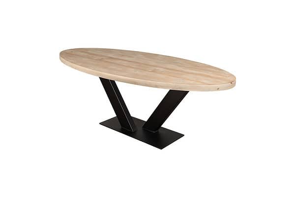 Steigerhouten ovale tafel.