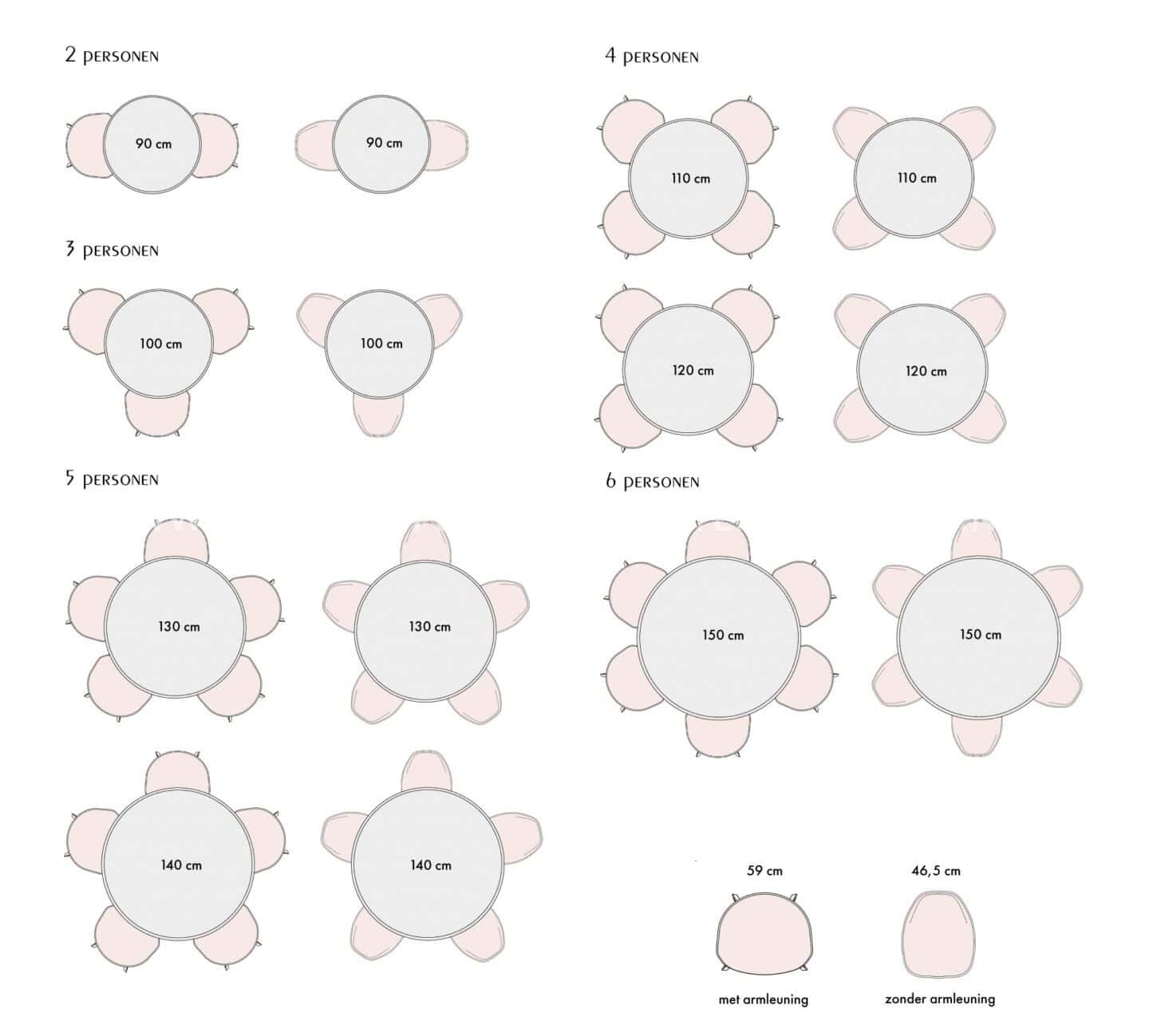 Opknappen Bourgondië porselein Ronde tafel 8 personen stel je zelf samen! 100 tot 160cm rond mogelijk!