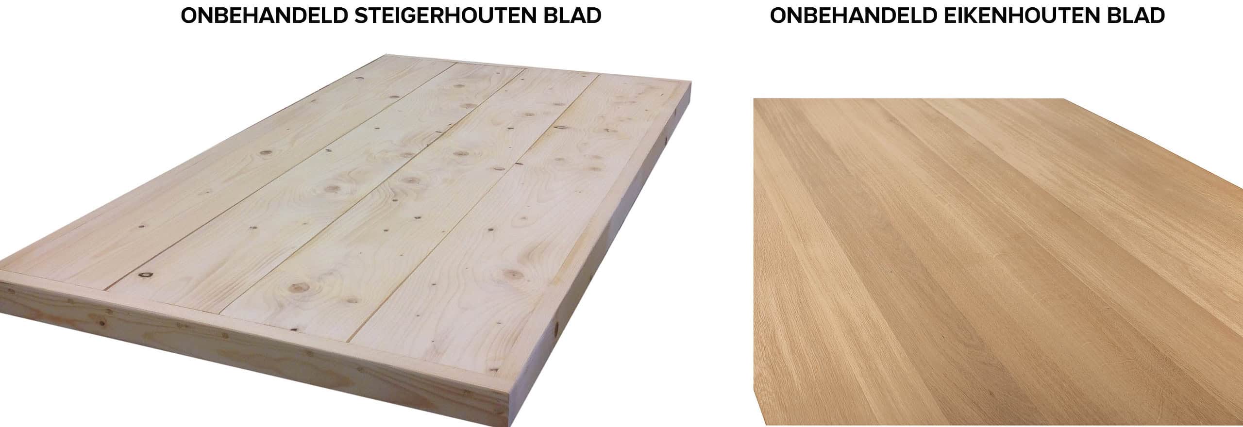  Steigerhouten en eikenhouten blad.