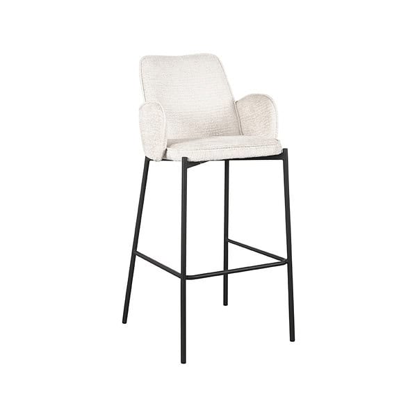 LABEL51 Barkruk Joni - Creme - Fluweel - Zithoogte 78 cm - Afbeelding 2