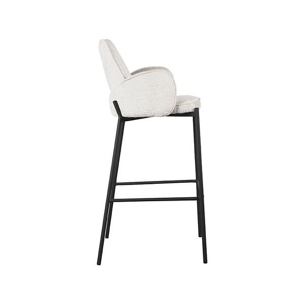 LABEL51 Barkruk Joni - Creme - Fluweel - Zithoogte 78 cm - Afbeelding 3