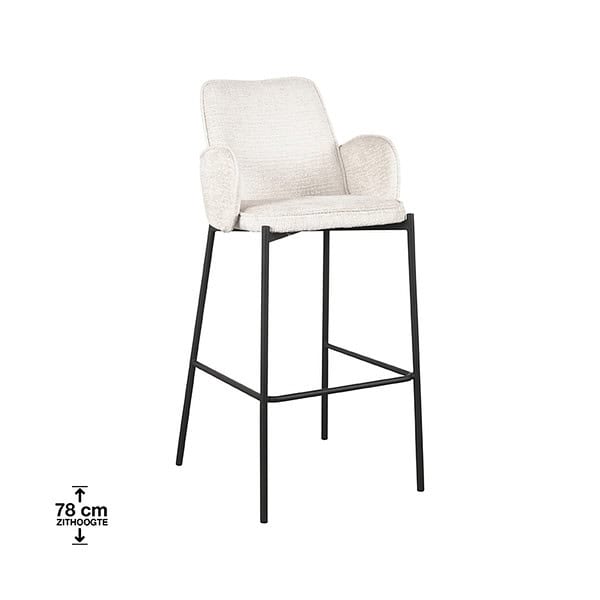LABEL51 Barkruk Joni - Creme - Fluweel - Zithoogte 78 cm