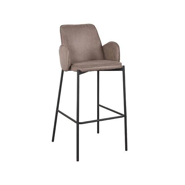 LABEL51 Barkruk Joni - Taupe - Micro Suede - Zithoogte 78 cm - Afbeelding 2