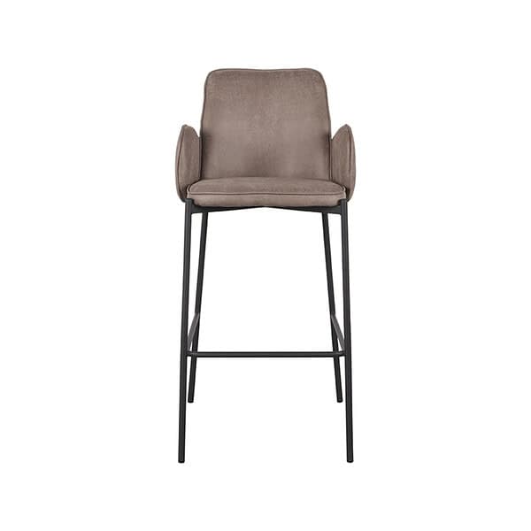 LABEL51 Barkruk Joni - Taupe - Micro Suede - Zithoogte 78 cm - Afbeelding 3