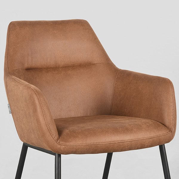 LABEL51 Eetkamerstoel Lenny - Cognac - Micro Suede - Afbeelding 5