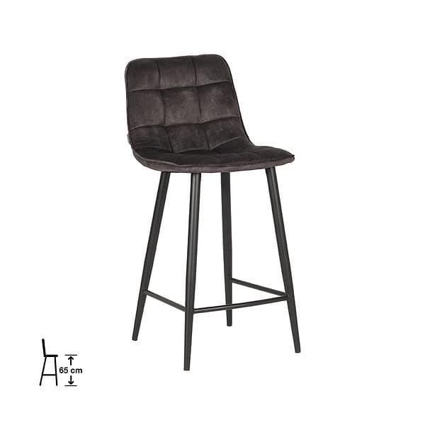 LABEL51 Barkruk Jelt - Antraciet - Velours