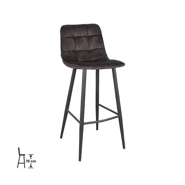 LABEL51 Barkruk Jelt 45x48x107 cm - Antraciet - Velours