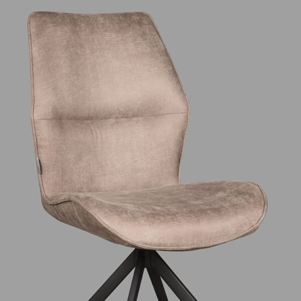 LABEL51 Eetkamerstoel Comfy - Taupe - Micro Suede - Zwart Onderstel - Afbeelding 5