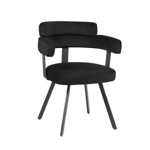 LABEL51 Eetkamerstoel Bardio - Zwart - Fluweel - Black Frame