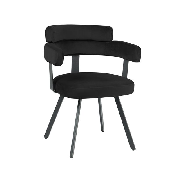 LABEL51 Eetkamerstoel Bardio - Zwart - Fluweel - Black Frame