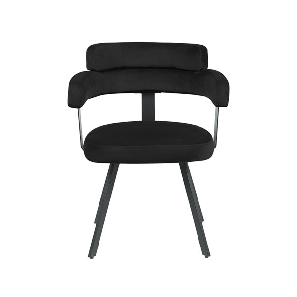 LABEL51 Eetkamerstoel Bardio - Zwart - Fluweel - Black Frame - Afbeelding 2
