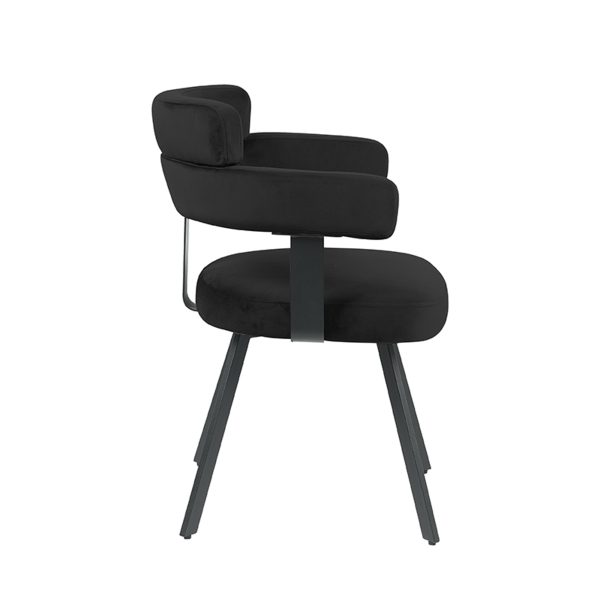 LABEL51 Eetkamerstoel Bardio - Zwart - Fluweel - Black Frame - Afbeelding 3