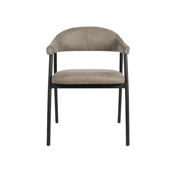 LABEL51 Eetkamerstoel Amaze - Taupe - Micro Suede - Black Frame - Afbeelding 2