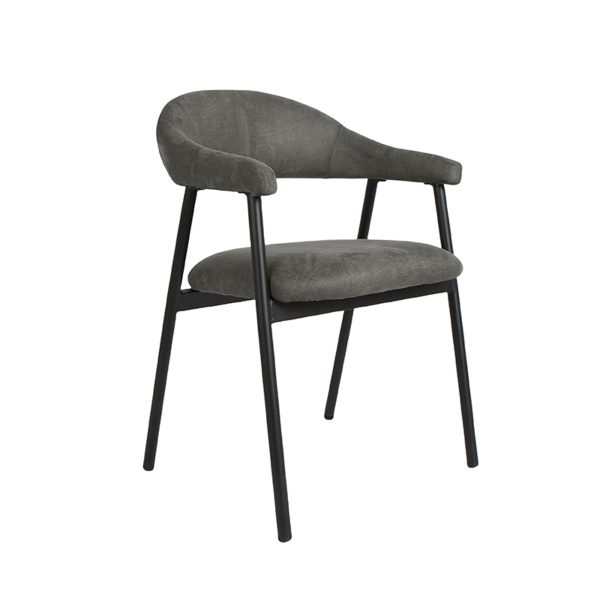LABEL51 Eetkamerstoel Amaze - Antraciet - Micro Suede - Black Frame - Afbeelding 2