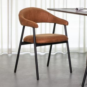 LABEL51 Eetkamerstoel Amaze - Cognac - Micro Suede - Black Frame