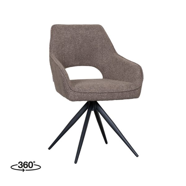 LABEL51 Eetkamerstoel Finley - Bruin - Boucle - Black Frame - Afbeelding 2