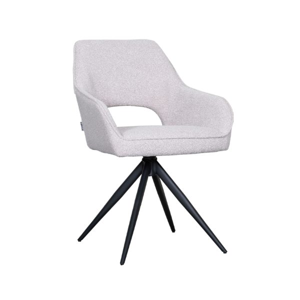 LABEL51 Eetkamerstoel Finley - Naturel - Boucle - Black Frame - Afbeelding 2