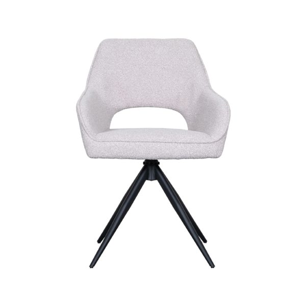 LABEL51 Eetkamerstoel Finley - Naturel - Boucle - Black Frame - Afbeelding 3