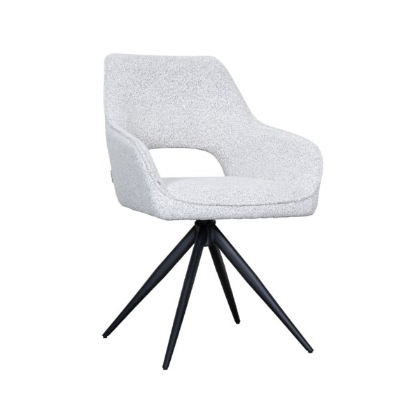 LABEL51 Eetkamerstoel Finley - Wit - Boucle - Black Frame - Afbeelding 3