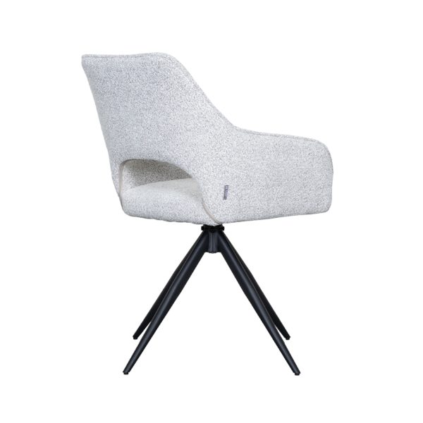 LABEL51 Eetkamerstoel Finley - Wit - Boucle - Black Frame - Afbeelding 6