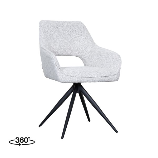 LABEL51 Eetkamerstoel Finley - Wit - Boucle - Black Frame - Afbeelding 2