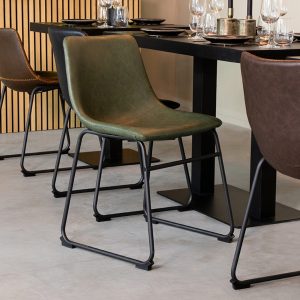 LABEL51 Eetkamerstoel Risto - Hunter - PU-Leder - Black Frame
