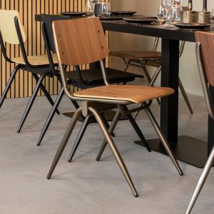 LABEL51 Eetkamerstoel Solid - Walnoot - Hout - Antique Gold Frame
