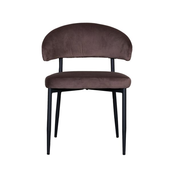 LABEL51 Eetkamerstoel Bliss - Taupe - Fluweel - Black Frame - Afbeelding 2