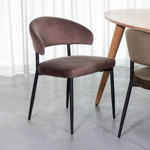 LABEL51 Eetkamerstoel Bliss - Taupe - Fluweel - Black Frame
