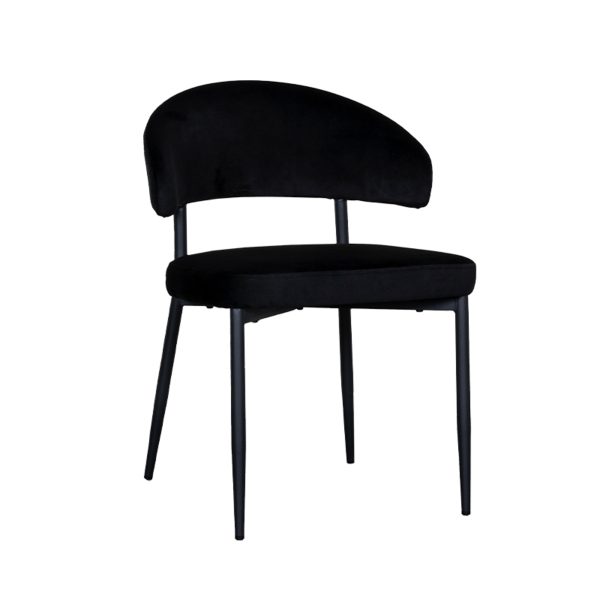 LABEL51 Eetkamerstoel Bliss - Zwart - Fluweel - Black Frame - Afbeelding 2