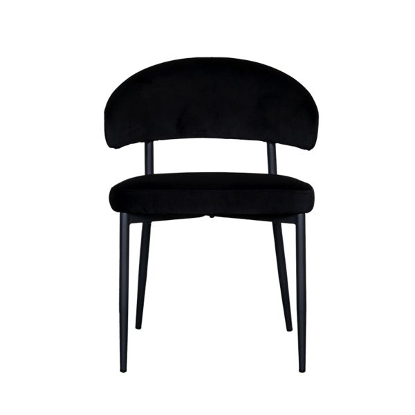 LABEL51 Eetkamerstoel Bliss - Zwart - Fluweel - Black Frame - Afbeelding 3