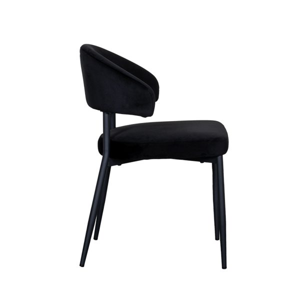 LABEL51 Eetkamerstoel Bliss - Zwart - Fluweel - Black Frame - Afbeelding 4