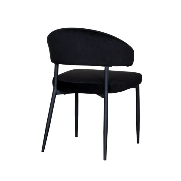 LABEL51 Eetkamerstoel Bliss - Zwart - Fluweel - Black Frame - Afbeelding 5
