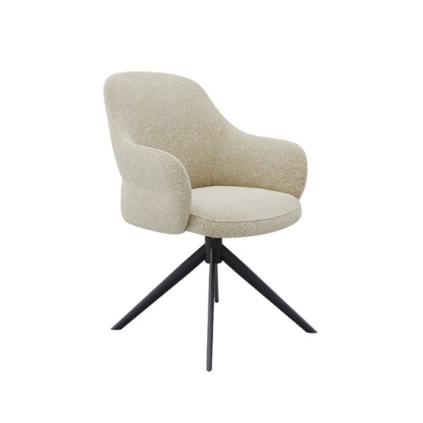 LABEL51 Eetkamerstoel Bern - Naturel - Boucle - Black Frame - Afbeelding 3