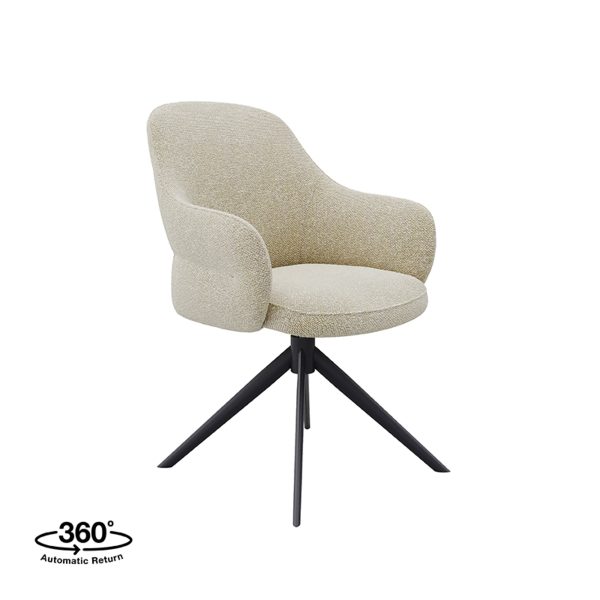 LABEL51 Eetkamerstoel Bern - Naturel - Boucle - Black Frame - Afbeelding 2