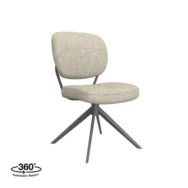 LABEL51 Eetkamerstoel Geneva - Naturel - Boucle - Black Frame - Afbeelding 2