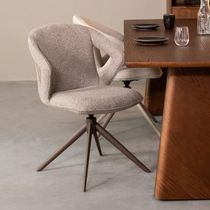 LABEL51 Eetkamerstoel Zurich - Truffel grijs - Boucle - Bronze Frame