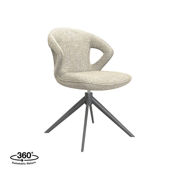 LABEL51 Eetkamerstoel Zurich - Naturel - Boucle - Black Frame - Afbeelding 2