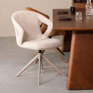 LABEL51 Eetkamerstoel Zurich - Naturel - Boucle - Taupe Frame